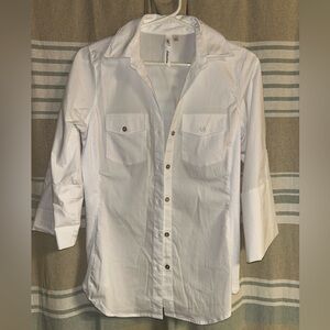 NY Collection White Button-Up Blouse